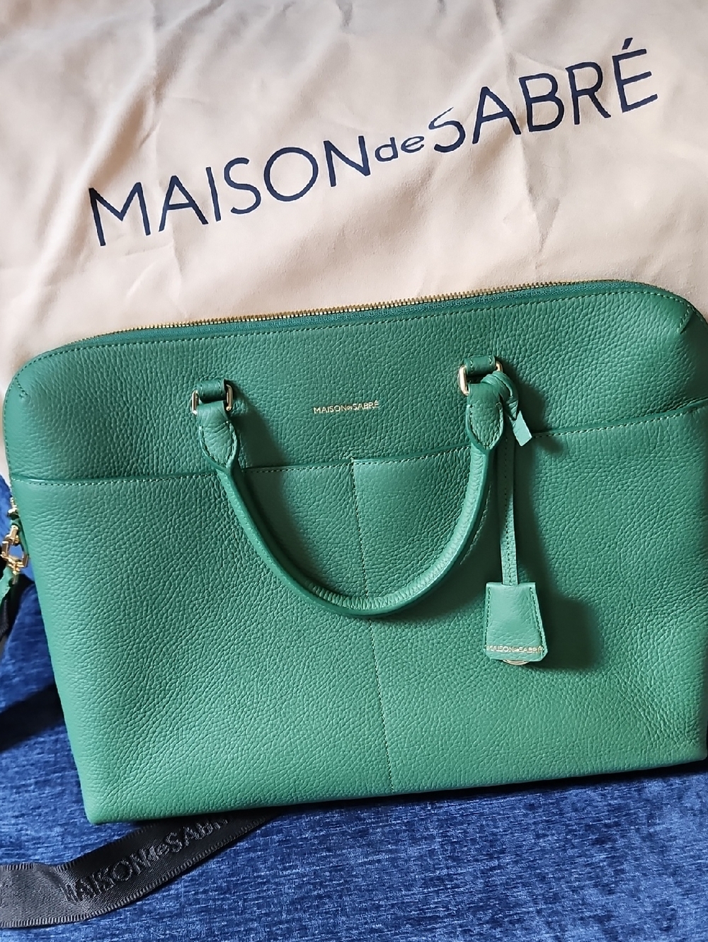 MAISON de SABRÉ Green Leather Laptop Tote